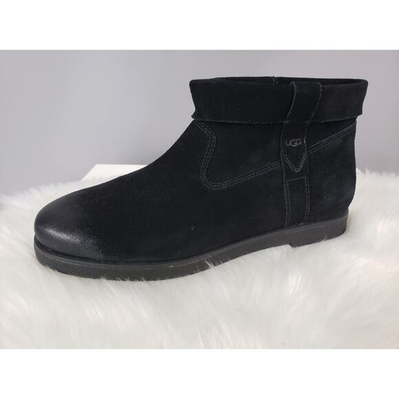 NEW SIZE 9 UGG Boots Josefene Cuff Women's Suede Ankle Zip Black Booties - Picture 1 of 6